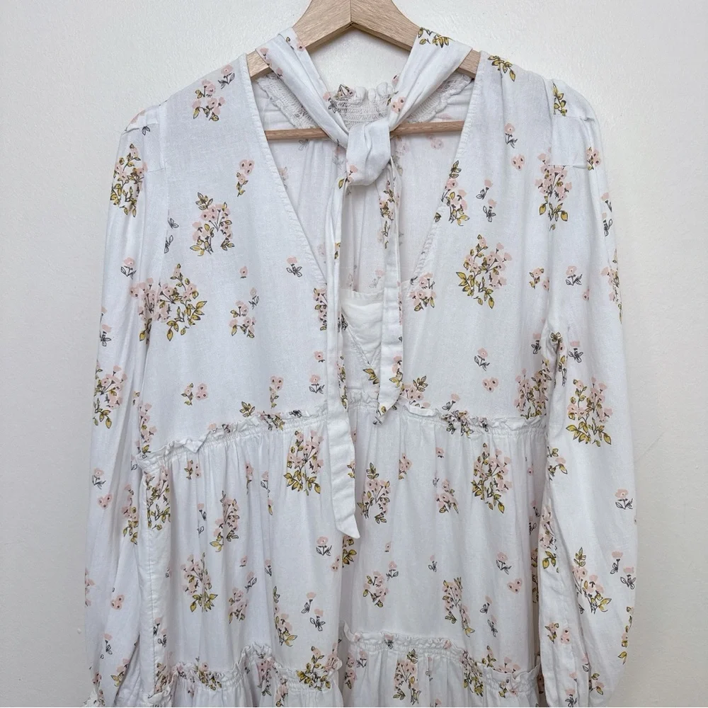 Free People Womens Small Four Mini Dress Floral Long Sleeve - Picture 11 of 13